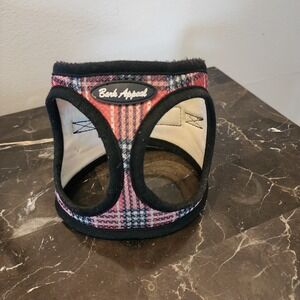Bark Appeal Step In Pet Harness  in Pink Plaid Size Small